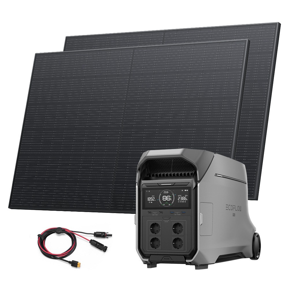 EcoFlow DELTA Pro 3 + 2x panneau solaire 400 W et câble XT60i (3,5 m)